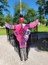 Load image into Gallery viewer, Large Aztec Bull Skull with Fringe - Freshie - Car Air Freshener