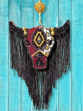 Load image into Gallery viewer, Large Aztec Bull Skull with Fringe - Freshie - Car Air Freshener
