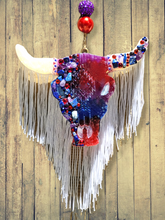 Load image into Gallery viewer, Large Aztec Bull Skull with Fringe - Freshie - Car Air Freshener