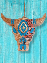 Load image into Gallery viewer, Large Aztec Bull Skull with Fringe - Freshie - Car Air Freshener