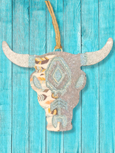 Load image into Gallery viewer, Large Aztec Bull Skull with Fringe - Freshie - Car Air Freshener