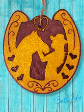 Load image into Gallery viewer, Horseshoe with Girl & Horse Freshie - Car Air Freshener
