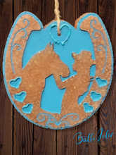 Load image into Gallery viewer, Horseshoe with Girl & Horse Freshie - Car Air Freshener