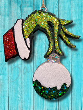 Load image into Gallery viewer, Grinch Hand with Ornament Freshie - Car Air Freshener