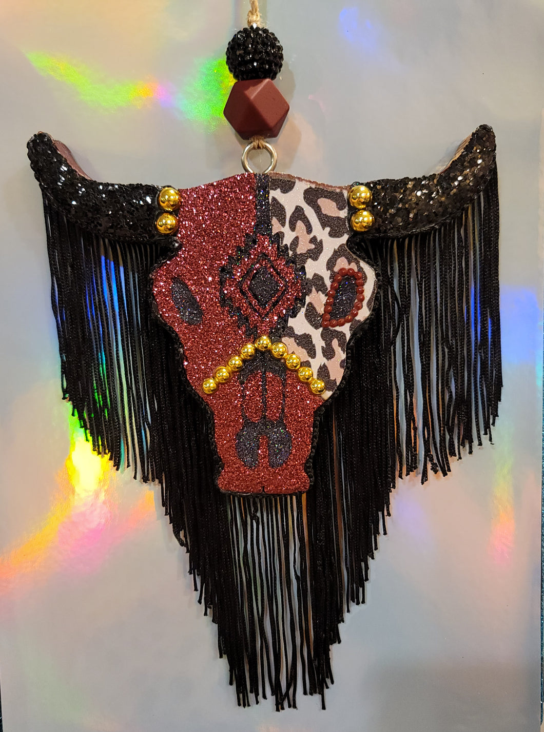 Large Aztec Bull Skull with Fringe - Freshie - Car Air Freshener