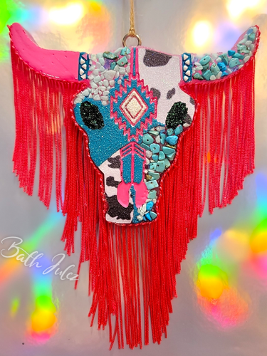 Large Aztec Bull Skull with Fringe - Freshie - Car Air Freshener