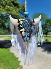 Load image into Gallery viewer, Large Aztec Bull Skull with Fringe - Freshie - Car Air Freshener