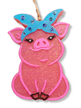 Load image into Gallery viewer, Pig with Bandana Freshie- Car Air Freshener