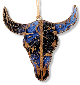 Tooled Leather Steer Skull Freshie - Car Air Freshener