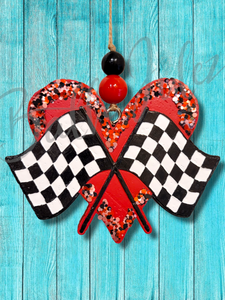 Heart with Checkered Flags Freshie