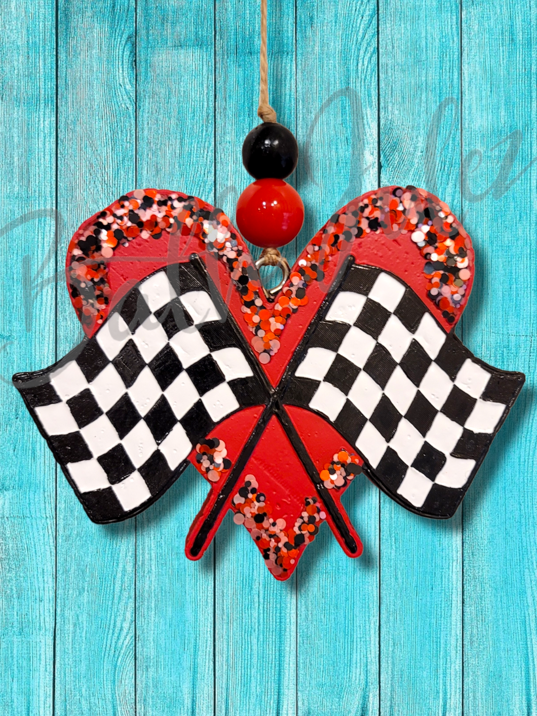 Heart with Checkered Flags Freshie